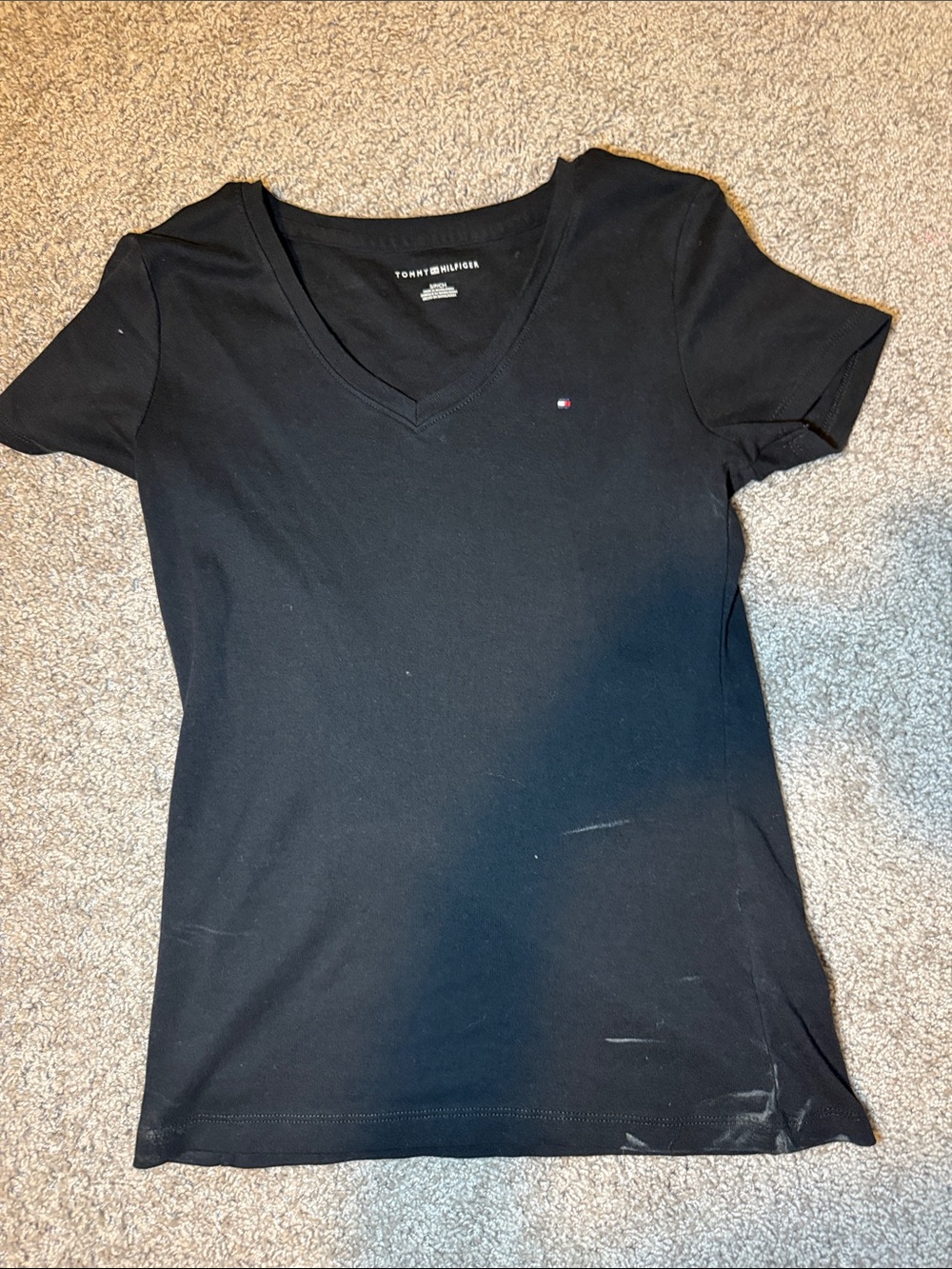 Tommy Hilfiger Black V-Neck Short Sleeve Tee